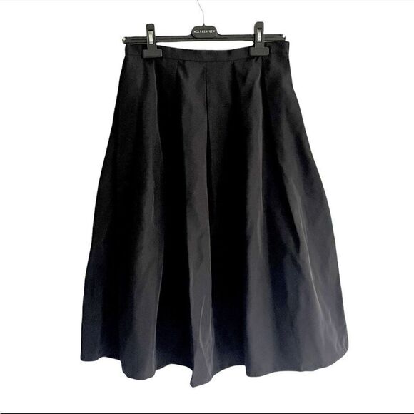 LORD & TAYLOR 424 FIFTH Black Pleated Flare Midi Skirt 4 - Picture 1 of 8